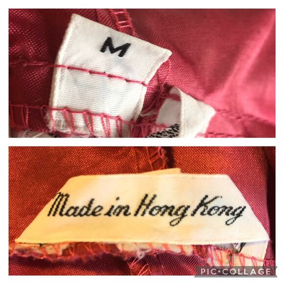 1990s Messages Red Iridescent Hooded Taffeta Belted Coat Made in Hong Kong M - Picture 12 of 13